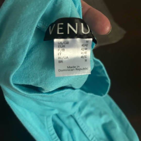 Stunning Aqua summer dress. Wear long or short. Side slit. NWT. Venus Sz M - Picture 7 of 7